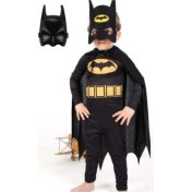 Resim Zyzqstore Batman Çocuk Kostümü - Maskeli Pelerinli, 2 Renkli Maskeli Ekstra Çok Renkli 