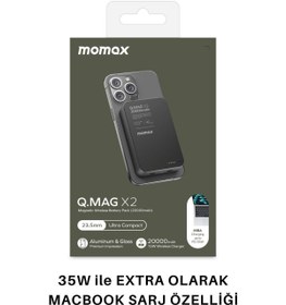 Resim Momax Q.Mag X2 35W 20000mAh wireless battery pack (Black) MACBOOK ŞARJ ÖZELLİKLİ 