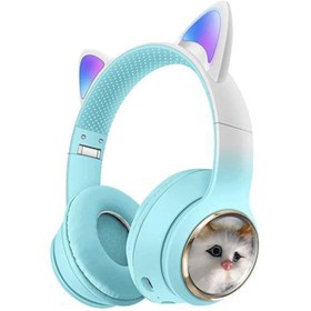 Resim Subzero 18 Saat Müzik Işıklı Kedi Tasarımlı Bluetoot Kulaklık 5.3 Bluetooth Versiyon Kedili Kulaklık Turkuaz 