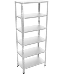 Resim Raf Burada 6 Katlı Galvaniz Çelik Raf - Depo, Arşiv, Kiler, Dosya, Market Rafı-31x93 cm-300 cm-1.00 mm 