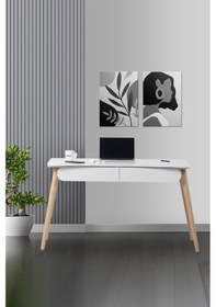 Resim Flora Logo 120 Beyaz / Çalışma Masası / Bilgisayar Masası / Ders Çalışma Masası / Öğrenci Masası Beyaz 