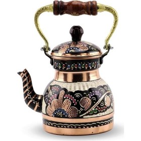 Resim Gül Çiçek İşlemeli Bakır Bitki Cayı Demligi Bakır 