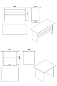 Resim Yurudesign Vario Abcdefg2 Ofis Masa Makam Takımı 3 Renk 
