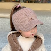 Resim Kızlar İçin Yumuşak Örgü Kışlık Bere - Fiyonk ve Ayarlanabilir Bağcıklı, Şık 3-12 Yaş Arası Çocukları İle Rahat, Hafif Sıcacık Kapüşon, 3 Renkte (Bej/Beyaz/Kahverengi/Gri/Pembe) – Noel Doğum Günü ile Partiler & Casual Giyim için Mükemmel Sezon Sonu Aksesuarı, Çocuklar için kış şapkası,Çocuk Kış Şapkası 