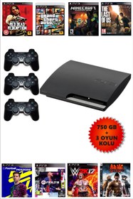 Resim Sony Playstation 3 Slim 750GB + 3 Oyun Kolu + 80 Oyunlu + Garantili Teşhir Ürünü (Liste Resimlerde Var) 