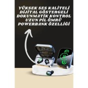 Resim 7 Kordonlu Akıllı Saat ve Aynalı Bluetooth Kulaklık Powerbank Dijital Göstergeli 