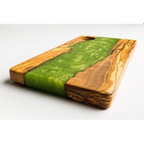 Resim Kesim Tahtası Mutfak Tahtası Peynir Tahtası Yeşil Epoksi Tasarım 