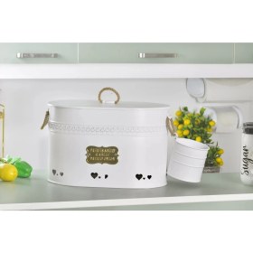 Resim Evistro Büyük Boy 2 Bölmeli Lüx Metal Patates-Soğan-Sarımsak Kovası Beyaz 