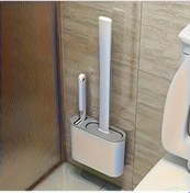 Resim Oldfriend Gri 4'lü Karavan Tuvalet Fırçası Seti Duvar Askılı Yumuşak Silikon Başlıklı Uzun Saplı 