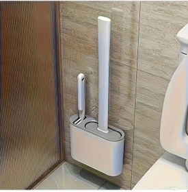 Resim Oldfriend Gri 4'lü Karavan Tuvalet Fırçası Seti Duvar Askılı Yumuşak Silikon Başlıklı Uzun Saplı 