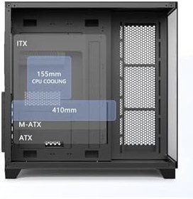 Resim Anunnaki Gaming Boş Kasa Temperli Cam Şeffaf 42x28cm Bilgisayar Kasası 425x280x420mm 