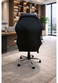 Resim Deflen Yönetici Ofis Koltuğu Lüks Büro Koltuğu Ergonomik Yatar Mekanizmalı Deri Siyah 