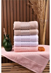 Resim Özdilek Elissa 6'lı Pamuklu Su Emiciliği Yüksek 50 80 El Yüz Havlusu Beyaz-pudra-taş Çok Renkli 