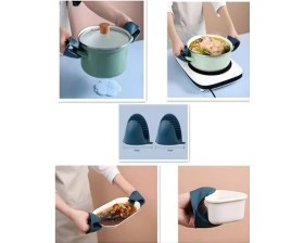 Resim Hediye Bahçesi 4 Parça Yanma Önleyici Mutfak Seti - Tencere Tabak Tutucu ve Fırın Eldiveni 