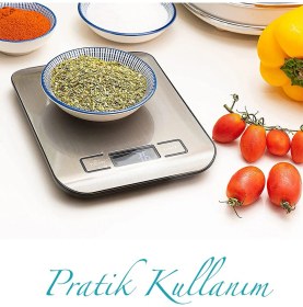 Resim Mezigarc 5 kg Mutfak Terazisi LCD Ekranlı Lüx Tartı Dijital Ekran Pratik Kullanışlı Kolay Kullanım Mutfak Tartısı 