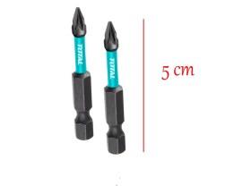 Resim Pozidriv Uç (2 Adet) Mıknatıslı Bits Pz2 50 mm Vida Sökme 5 cm Yıldız Matkap Vidalama Ucu S2 Çeliği 