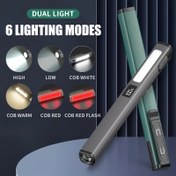 Resim Şarj Edilebilir COB LED El Feneri - Yan Işıkla Taşınabilir Mini Çalışma Işığı, 6 Modlu LCD Pil Ekranı, Yüksek Esneklikli Kalem Klipsi ve Type-C Şarj, Veri Kablosu Dahil, Acil Durumlar, Ev Kullanımı ve Okuma İçin Mükemmel | Kompakt Tasarım | Modern El Feneri, Şarj Edilebilir El Feneri 