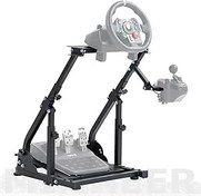 Resim Minneer Racing Wheel Stand Direksiyon Standı Ultra Sağlam 4 Destek Kolu Logitech G25 G27 G29 G920 Thrustmaster T300RS ile uyumlu, Yarış Simülatörü Kokpit, Direksiyon Pedalları YOK 