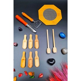 Resim Swencraft Ahşap Mutfak Nihale Baharat & Bal Kaşığı Oyacak Soyacak Seti Kayın 11'li Çeyiz Seti Annelere Özel 