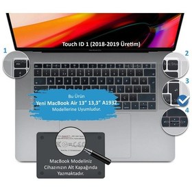 Resim Laptop Macbook Air 13Inc Klavye Koruyucu A1932 2018/2019 Türkçe Siyah 