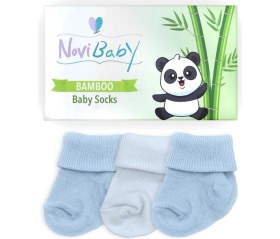 Resim Novibaby 3'lü Bambu Yenidoğan Bebek Çorabı I Sky I 0-6 Ay 