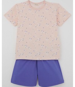 Resim Breeze Kız Çocuk Şortlu Pijama Takımı Çiçek Desenli 4-8 Yaş, Pudra 