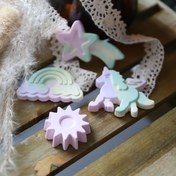 Resim 1 Adet 8 Delikli Gökkuşağı Silikon Kalıp - Alçı, Beton ve Reçine El Sanatları için | Unicorn, Yıldız ve Çiçek Dekorasyonları | Pastel Renk Paleti | Masaüstü Sergiler ve Atmosferik Dekor İçin İdeal | Dayanıklı Silikon Kalıp 