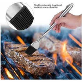 Resim Yumurta Fırçası Mutfak Fırçası Paslanmaz Saplı Sos Fırçası Hamur Fırçası Silikon Siyah 31.5 Cm 