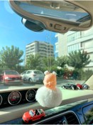 Resim S&E TASARIM Beyaz Ponpon Bebek Dikiz Süsü Uyuyan Bebek Dikiz Süsü Beyaz Ponpon Kulaklı Oto Kolye 