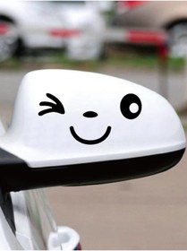 Resim Genel Markalar Sevimli Gülen İkonometre Oto Dikiz Aynası özel yeni kaliteli Kaliteli Sticker Beyaz 15*14 Cm 