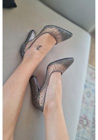 Resim 135 55335 Topukla Kadın Kalın Topuklu Tül Taşlı Abiye Ayakkabı 001 