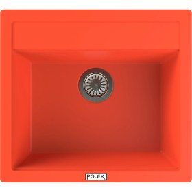 Resim POLEX Cristalüx Granit Evye P-08 Turuncu Tezgah Altı Ve Tezgah Üstü Kare Mutfak Evyesi 55,5x50cm 