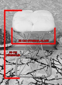 Resim Kare Krom Kaplama Yeşil Puf & Bench - Puf Oturak - Bench - Ayak U 001 