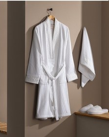 Resim Madame Coco Cataline Kadın %100 Pamuk Bornoz Set - Beyaz - Lüks Koleksiyon Born0000000048 Beyaz 