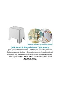 Resim Çelik Ayna Lüx Banyo Taburesi Çok Amaçlı Tabure Açık Gri- 480 