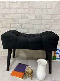 Resim puf , siyah ,puf ahşap ayak çima dikiş spor modern tasarım şık 