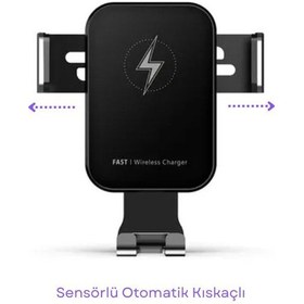 Resim Otomatik Manetli, 15w Kablosuz Araç İçi Şarj Cihazı , Hızlı Şarj, Type-c Giriş, Kendinden Bataryalı 