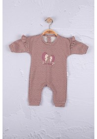 Resim Babydonat Kirpi Nakışlı % 100 Pamuk Kız Bebek Tulummmmmmm Gülkurusu 