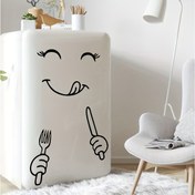 Resim Neşeli Yüz Buzdolabı Stickerı - Oturma Odası & Yatak Odası için Yaratıcı Duvar Çıkartması, Klasik Tarz Ev Dekoru 