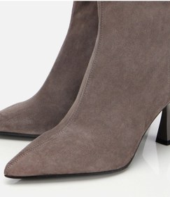 Resim Hotiç Kadın Süet Deri Vizon Dikiş Detaylı Sivri Kısa Topuklu Bot 01boh312650a450 01boh312650a450 Vizon 