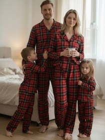 Resim ARN HOMEWEAR aile kombini ekoseli lizbon kumaş pijamatakımı anne-kız-baba-oğul(tek takım fiyatıdır 