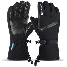 Resim Kış Kayak Eldivenleri Su Geçirmez Geçirmez Eldivenler Siyah 