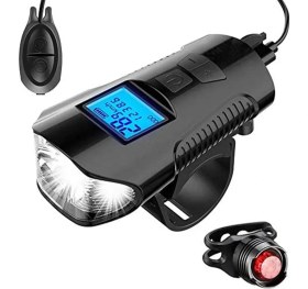 Resim Alytech 5 Modlu LCD Ekranlı Akıllı Bisiklet Farı – Korna + Hız Göstergesi + Şarjlı LED Aydınlatma 