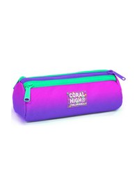 Resim Coral High Kids Pembe Mor Renk Geçişli Üç Bölmeli Kalem Çantası 22062 