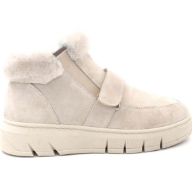 Resim Hakiki Deri Kürklü Kadın Klasik Bot 916kza3700 Bej Süet 