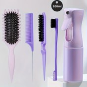 Resim 5 adet Saç Stil Seti: Bukle Fırçası, Kavisli Fare Kuyruğu Tarak, Kenar Kontrol Fırçası ve Sis Sprey Şişesi - Salon Kalitesinde Sonuçlar, Salon Kalitesinde Sonuçlar | Eğlenceli Tasarım | Göz Alıcı Tasarım, Saç Fırçaları ve Aksesuarlar 