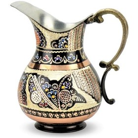 Resim Gül Çiçek Küçük İşlemeli Bakır Sürahi 