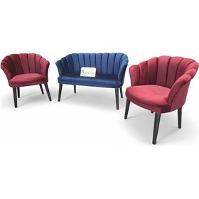 Resim Siyah Ahşap Ayaklı Babyface Kumaş Papatya Çay Seti Koltuk Takımı Ofis Koltuğu Bekleme Koltuğu 2-1-1 Tekliler Bordo - İkili Lacivert 