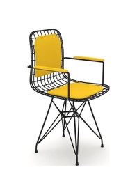 Resim Knsz kafes tel sandalyesi 1 li mazlum syhsrı kolçaklı sırt minderli ofis cafe bahçe mutfak 