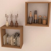 Resim Rafkestir 2'li Kare Raf Set Bambu 